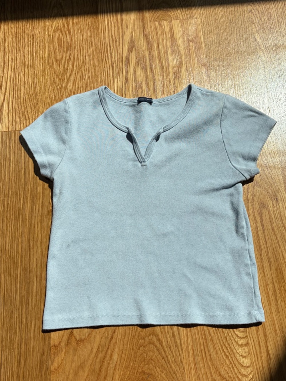 Brandy Melville Pale Blue Short Sleeve Notch Tee
